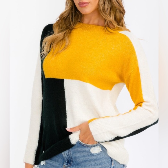 Hem & Thread Sweaters - NWT Hem & Thread WOMEN'S COLORBLOCK LIGHTWEIGHT SWEATER LONG SLEEVE